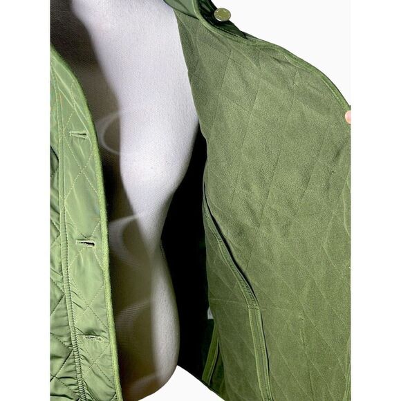 Talbots Women’s Moss Green Sleeveless Quilted Fleece Lining Button Up Vest 2XL - Picture 4 of 6